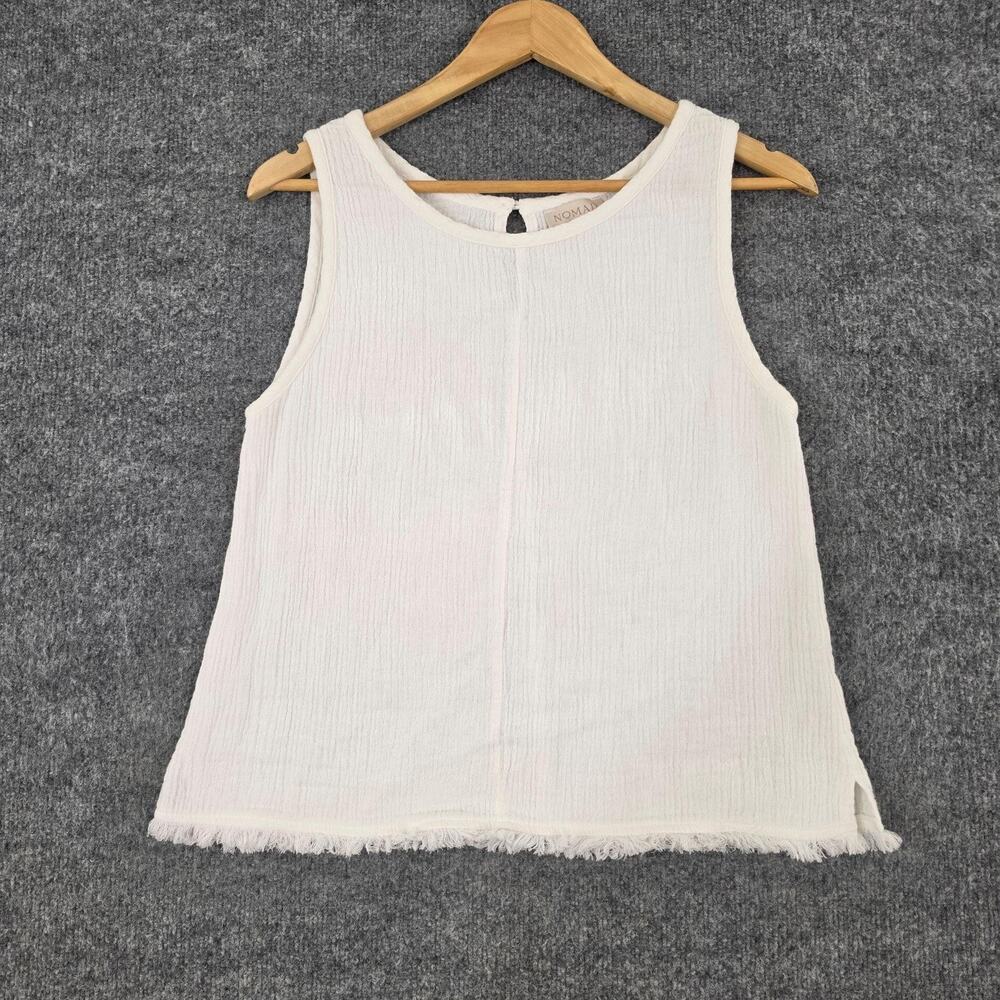 Nomad The Label Top 12 Hemp Cotton Tank White Frayed Hem Casual Relax Minimalist